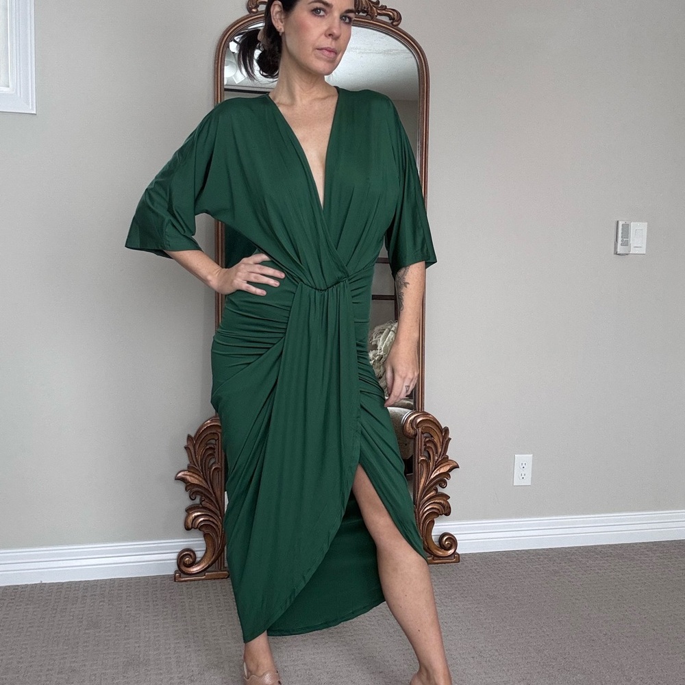 Baltic Born Plunge Neck Green Dress